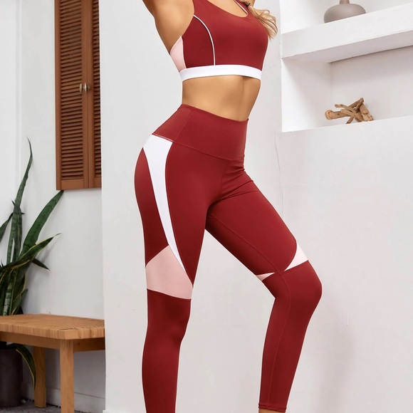 As Rose Rich Women's Sports Bra T-Back Yoga Bra Padded Workout Top and Leggings - Picture 11 of 12